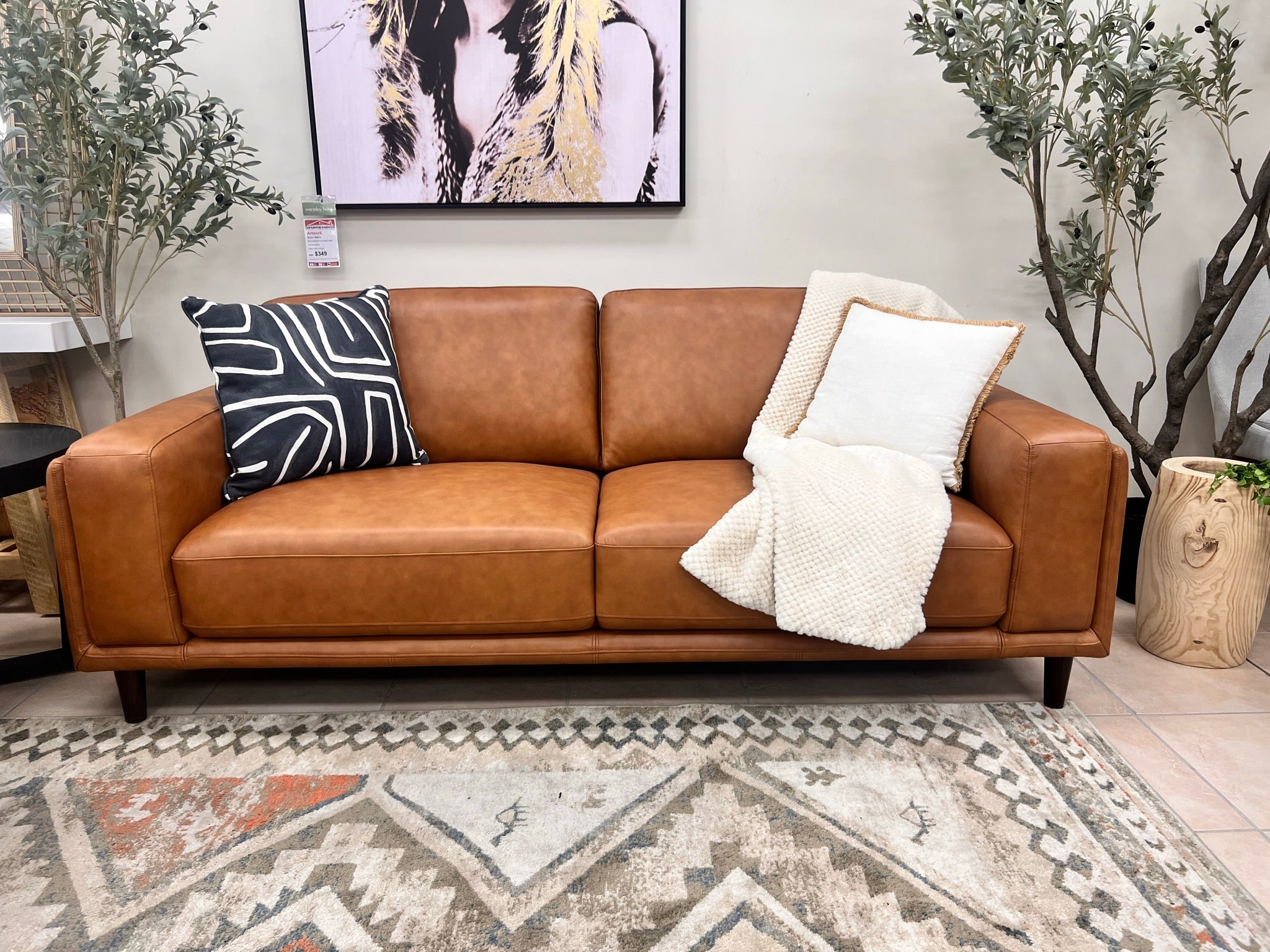 Daintree 3 seater sofa in tan leather