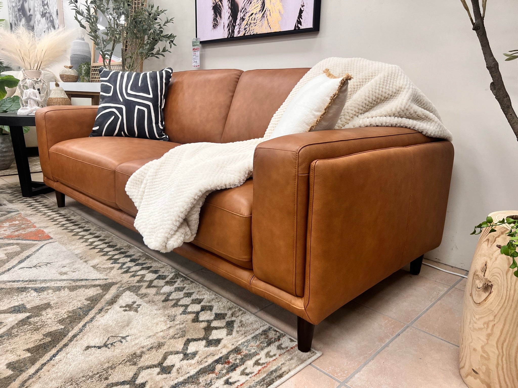 Daintree 3 seater sofa in tan leather