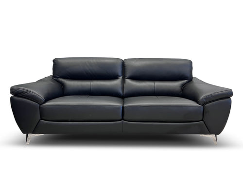 New York 3 Seater In Black Leather
