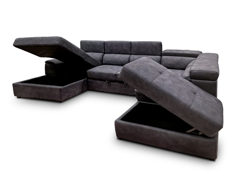 Bronte Left Hand Chaise WIth Bed in Charcoal