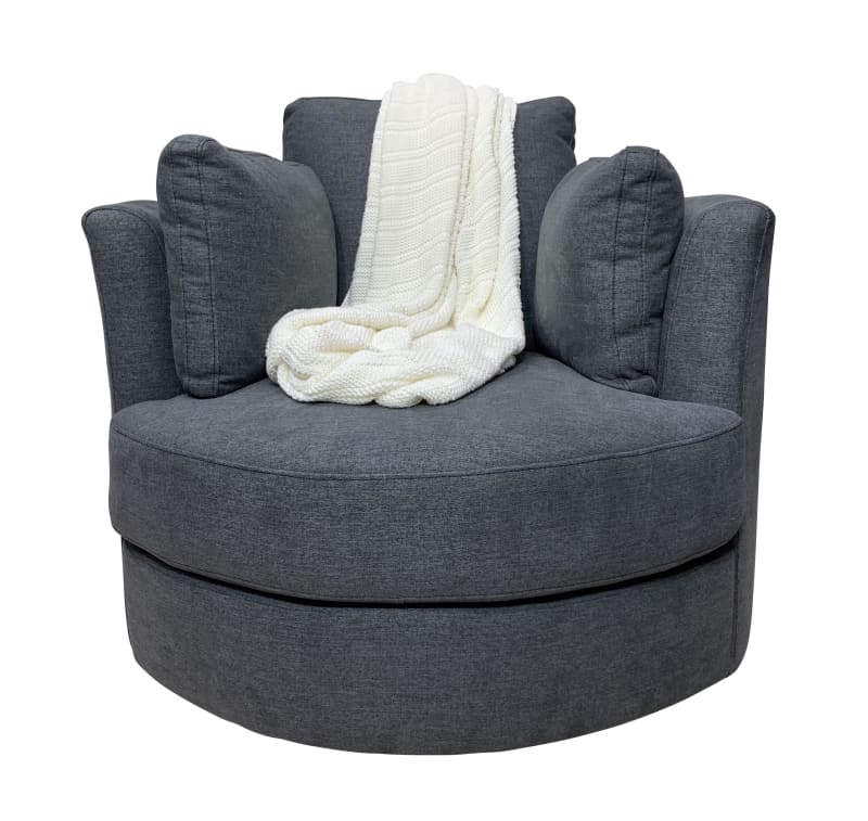 Cozy Cuddle Swivel Chair In Storm Grey - LOUNGE