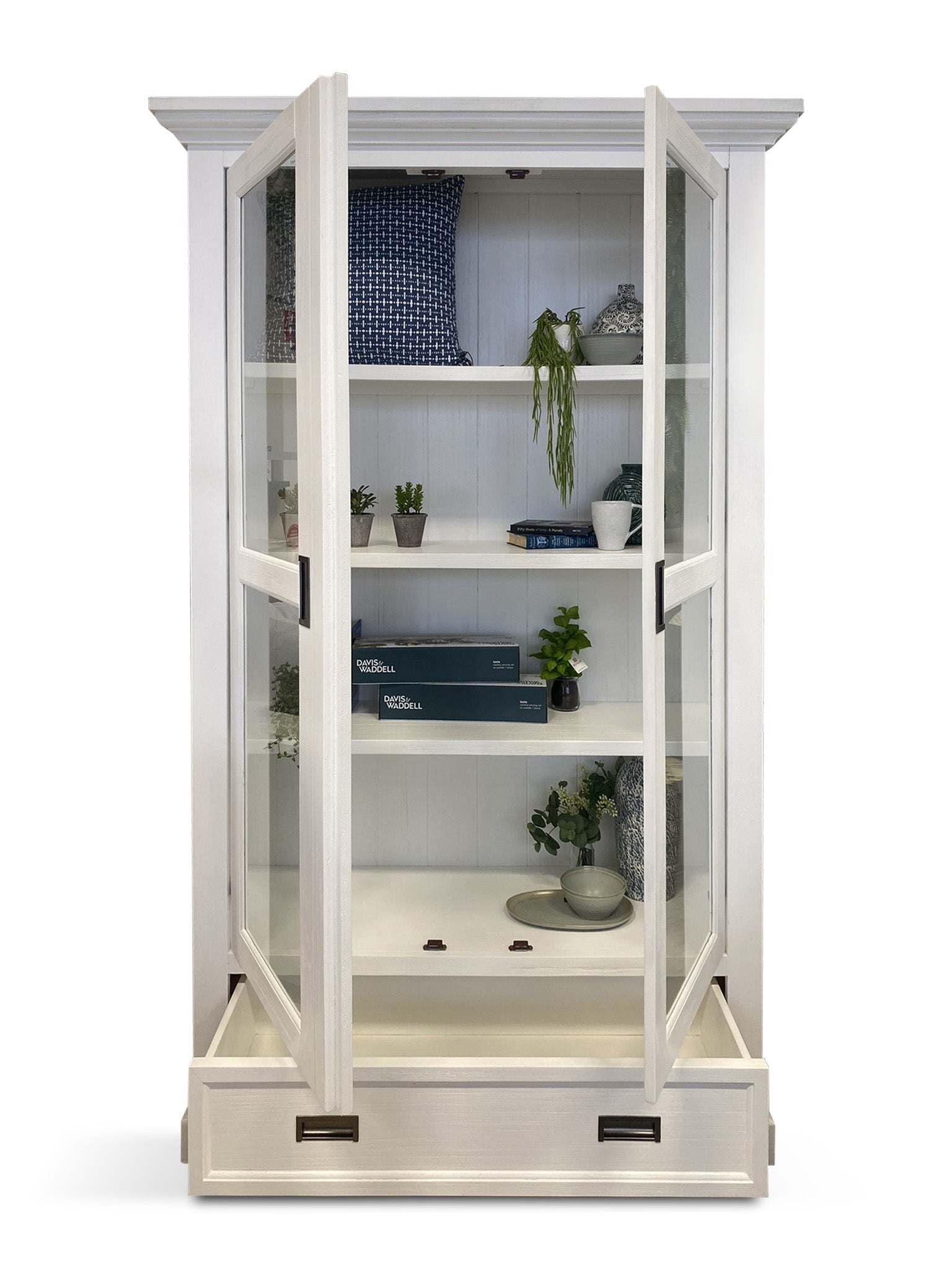 Eastport Bookcase With Glass Doors In all over white