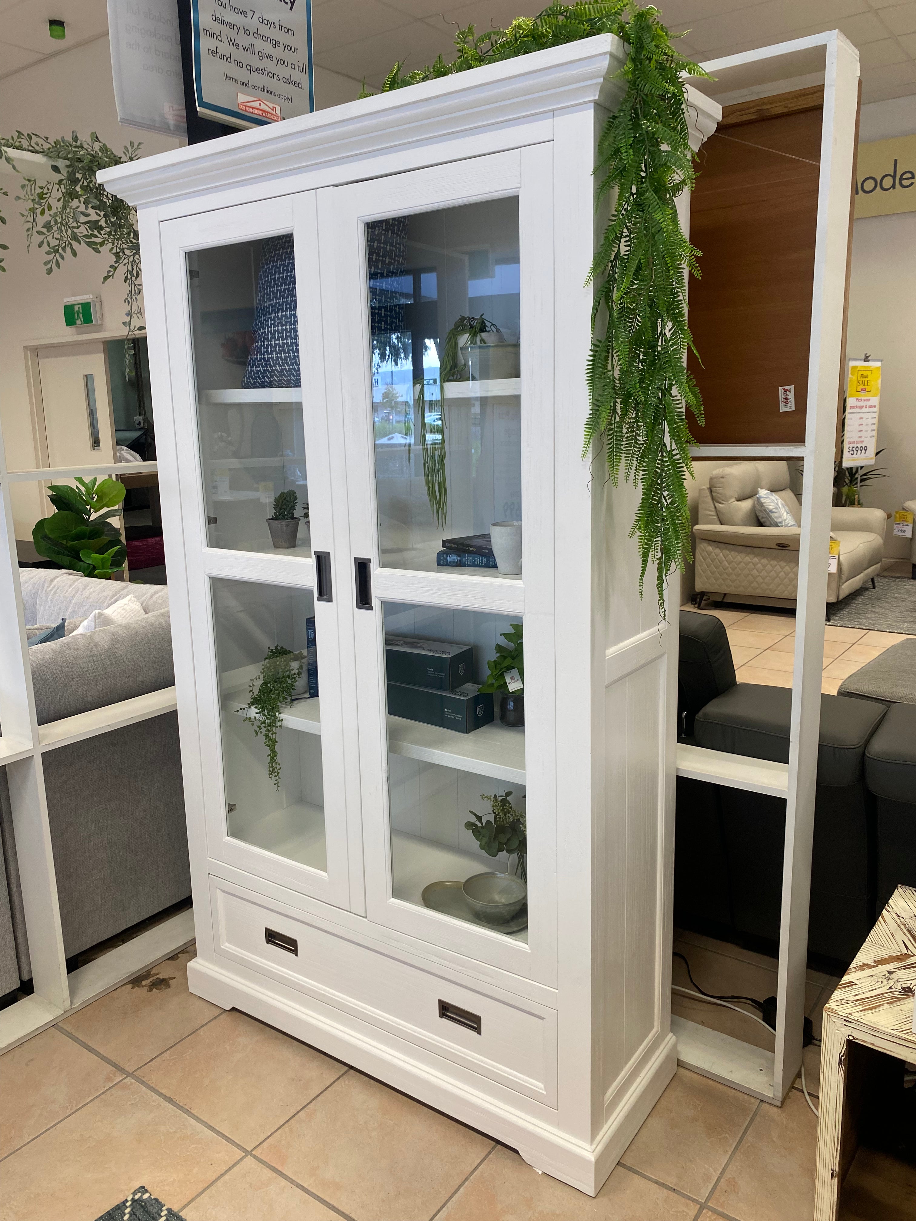 Eastport Bookcase With Glass Doors In all over white