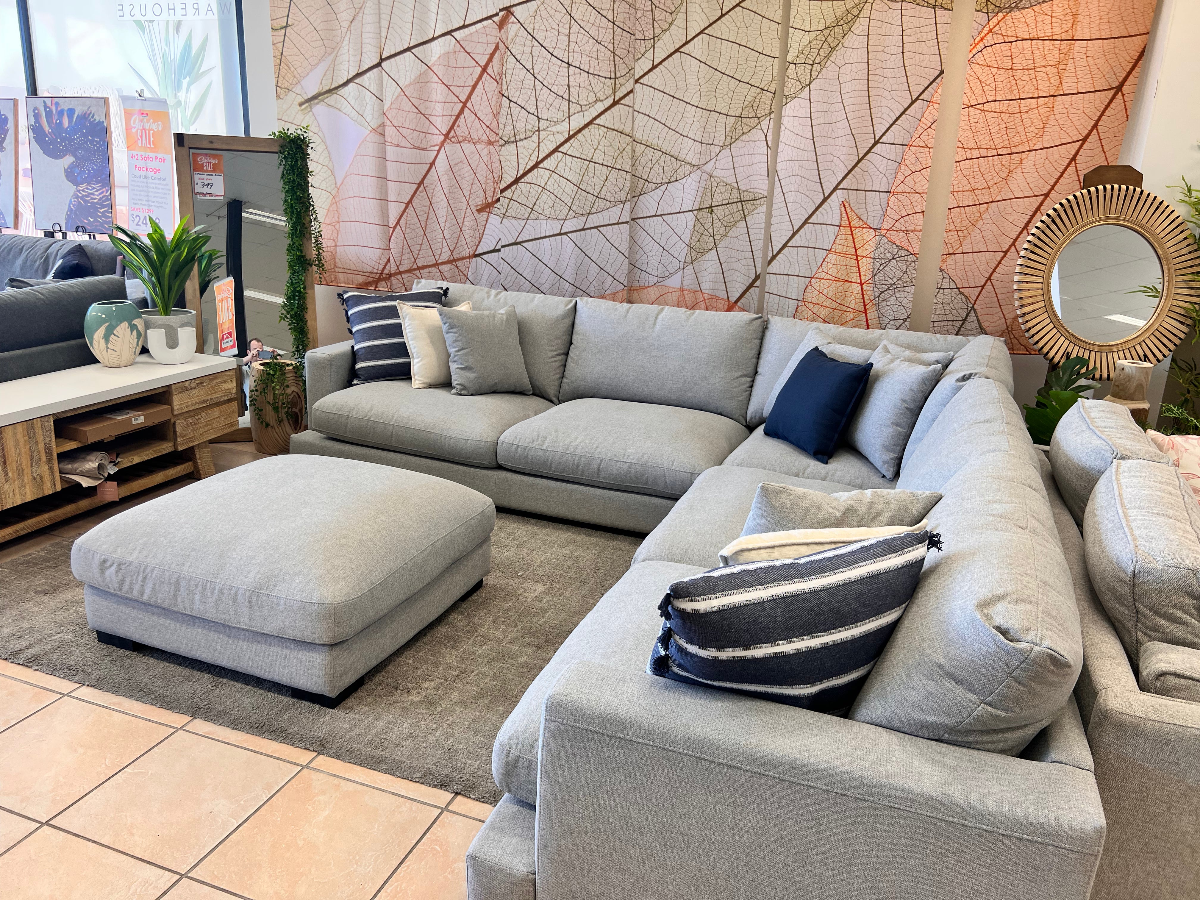 Quintin cloud soft corner suite in grey Our Furniture Warehouse