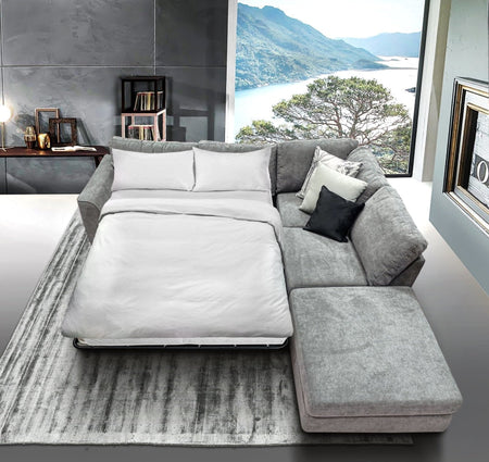 Kelsey Sofabed With Right Chaise Ottoman In Light Grey