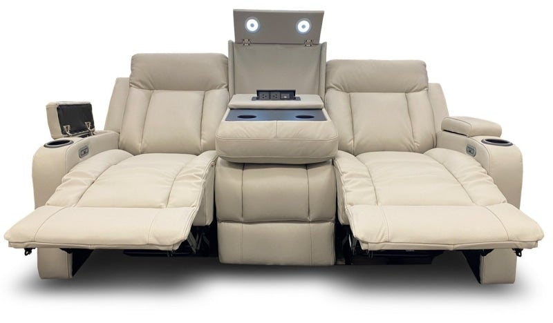 Nexus 3 Seater in grey leather