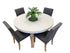 Toledo 1400 round dining table with white concrete top and acacia base - DINING