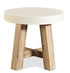 Toledo round lamp table acacia timber white concrete top - OCCASIONAL